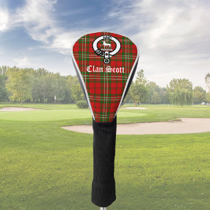 Clan Scott Crest Badge and Tartan Customisable Golf Head Cover