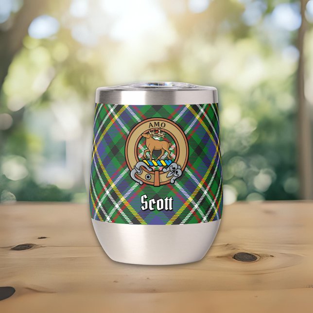 Clan Scott Crest over Green Tartan (Creator Uploaded)