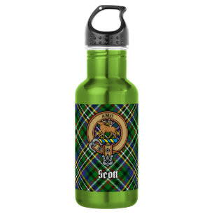 Clan Scott Crest over Green Tartan 532 Ml Water Bottle