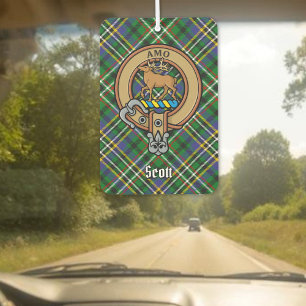 Clan Scott Crest over Green Tartan Air Freshener