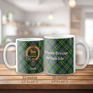 Clan Scott Crest over Green Tartan Coffee Mug