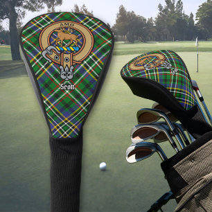 Clan Scott Crest over Green Tartan Golf Head Cover
