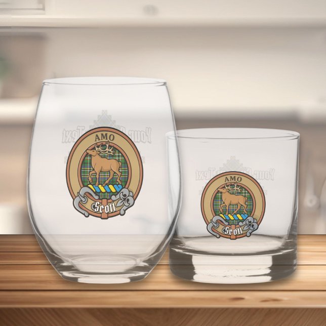 Clan Scott Crest over Green Tartan Whiskey Glass (Creator Uploaded)