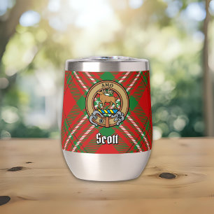 Clan Scott Crest over Red Tartan