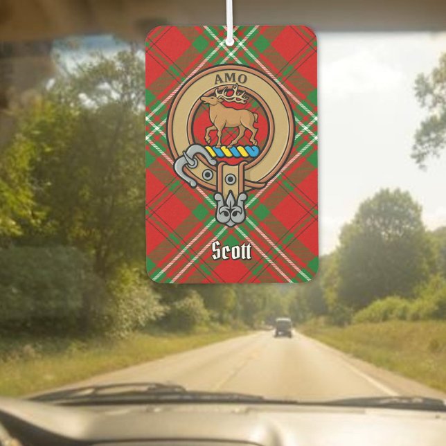 Clan Scott Crest over Red Tartan Air Freshener (Creator Uploaded)