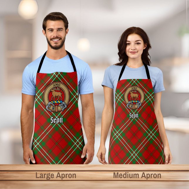 Clan Scott Crest over Red Tartan Apron (Creator Uploaded)