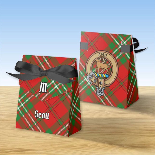 Clan Scott Crest over Red Tartan Favour Box (Creator Uploaded)