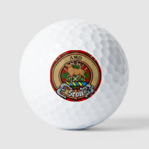 Clan Scott Crest over Red Tartan Golf Balls