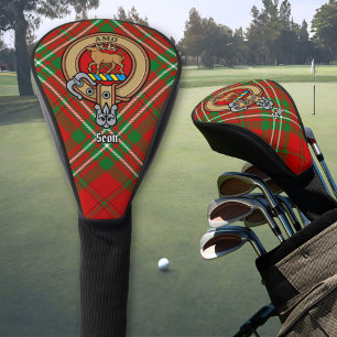 Clan Scott Crest over Red Tartan Golf Head Cover