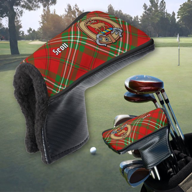 Clan Scott Crest over Red Tartan Golf Head Cover (Creator Uploaded)