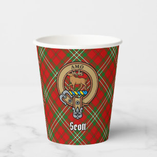 Clan Scott Crest over Red Tartan Paper Cups