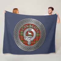Clan Scott Crest & Tartan Knot Fleece Blanket