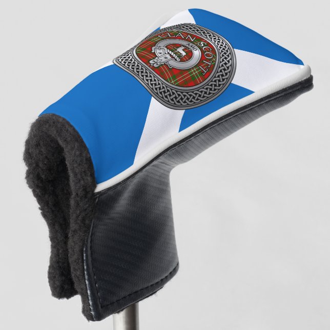 Clan Scott Crest & Tartan Knot Golf Head Cover (3/4 Front)
