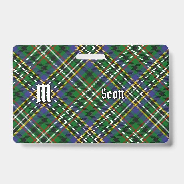 Clan Scott Green Tartan Badge ID Badge (Front)