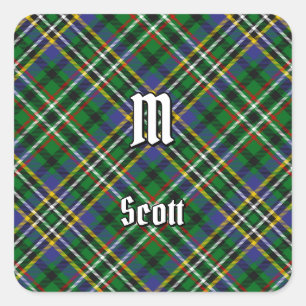 Clan Scott Green Tartan Square Sticker