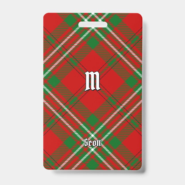Clan Scott Red Tartan Badge ID Badge (Front)