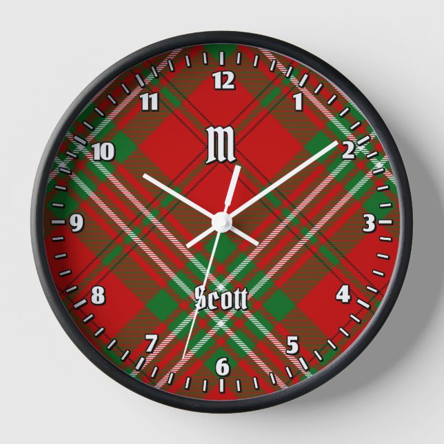 Clan Scott Red Tartan Large Clock (Front)