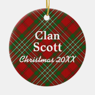 Clan Scott Scottish Tartan Ceramic Tree Decoration