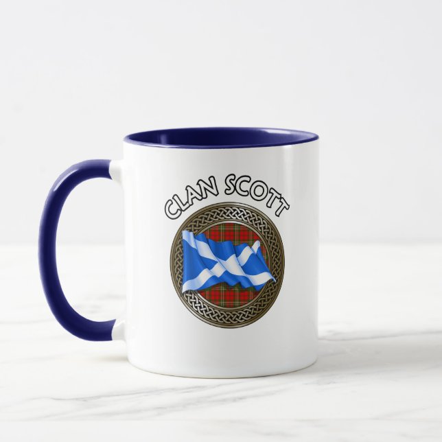 Clan Scott Tartan Knot & Flag Mug (Left)