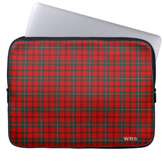 Clan Scott Tartan Red and Green Plaid Monogram Laptop Sleeve