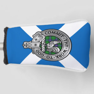Clan Sinclair Crest & Hunting Tartan on Saltire Golf Head Cover