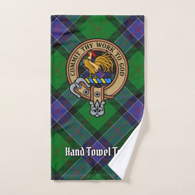 Clan Sinclair Crest over Hunting Tartan Bath Towel Set (Hand Towel)