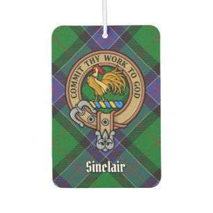 Clan Sinclair Crest over Hunting Tartan Car Air Freshener