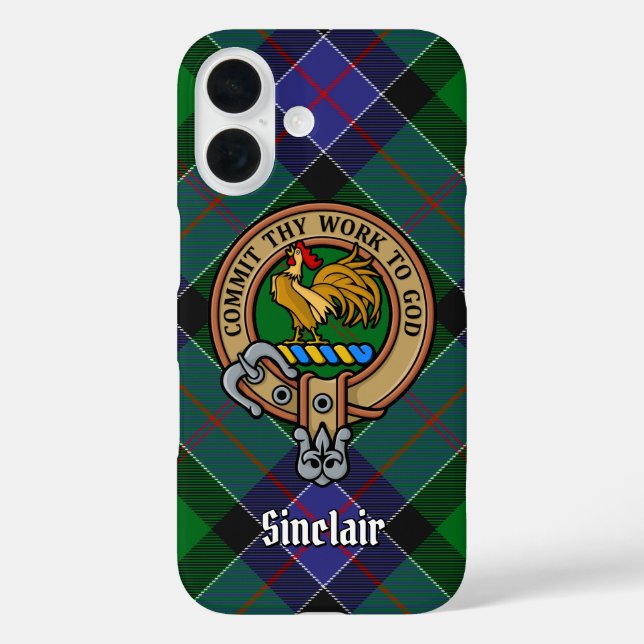 Clan Sinclair Crest over Hunting Tartan Case-Mate iPhone Case (Back)