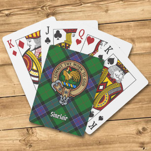 Clan Sinclair Crest over Hunting Tartan Playing Cards