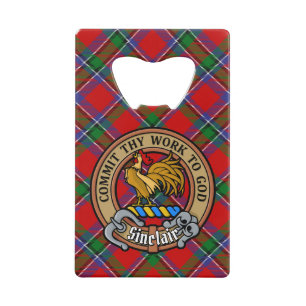 Clan Sinclair Crest over Red Tartan