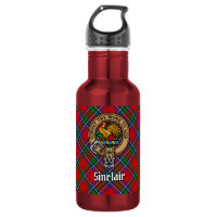 Clan Sinclair Crest over Red Tartan