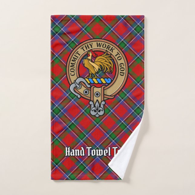 Clan Sinclair Crest over Red Tartan Bath Towel Set (Hand Towel)