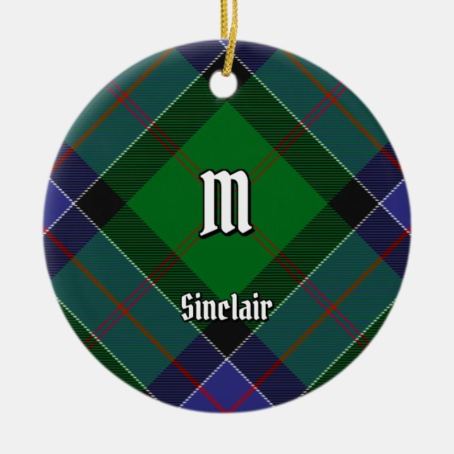 Clan Sinclair Hunting Tartan Ceramic Tree Decoration (Front)