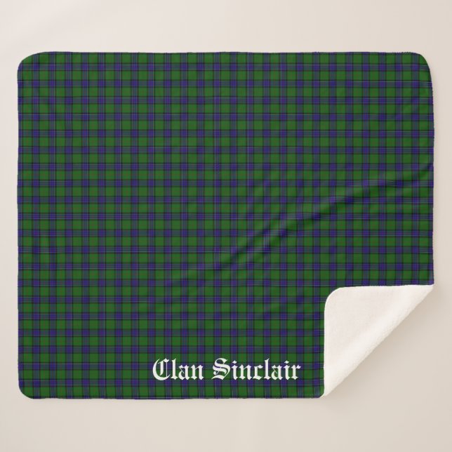 Clan Sinclair Tartan Customisable Sherpa Blanket (Front (Horizontal))