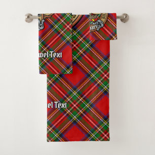 Clan Stewart Crest over Royal Tartan Bath Towel Set