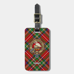 Clan Stewart Crest over Royal Tartan Luggage Tag