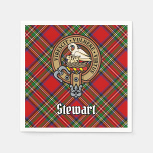 Clan Stewart Crest over Royal Tartan Napkin