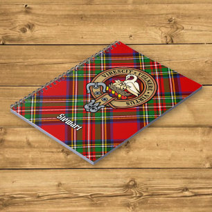 Clan Stewart Crest over Royal Tartan Notebook