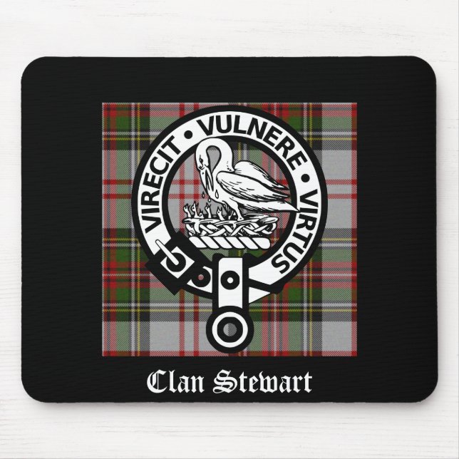 Clan Stewart Crest & Tartan Mouse Pad (Front)