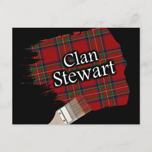Clan Stewart Scottish Tartan Paint Brush Postcard