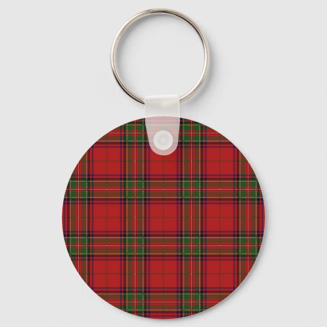 Clan Stewart Scottish Tartan Plaid Pattern Key Ring (Front)