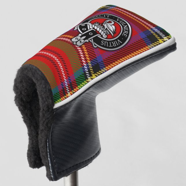 Clan Stewart | Stuart Crest & Tartan Golf Head Cover (3/4 Front)