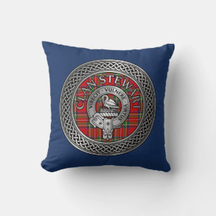 Clan Stewart Stuart Crest & Tartan Knot Cushion