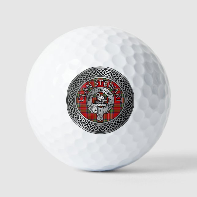 Clan Stewart | Stuart Crest & Tartan Knot Golf Balls (Front)