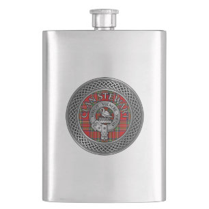 Clan Stewart   Stuart Crest & Tartan Knot Hip Flask