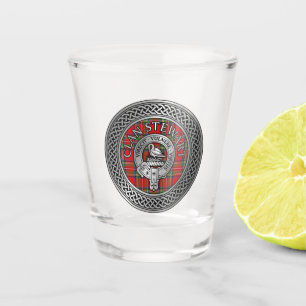 Clan Stewart Stuart Crest & Tartan Knot Shot Glass
