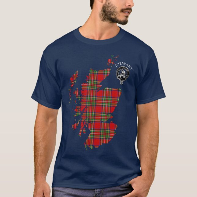 Clan Stewart | Stuart Map & Crest T-Shirt (Front)