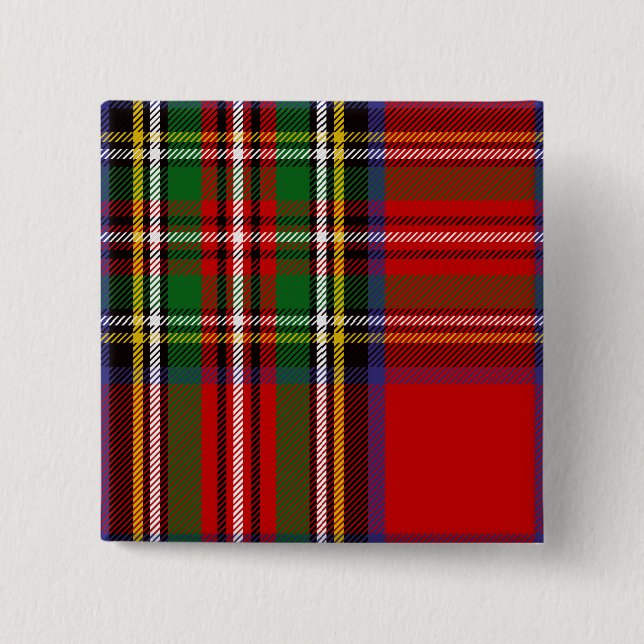 Clan Stewart Tartan 15 Cm Square Badge (Front)