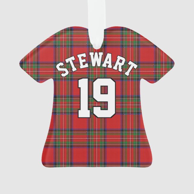 Clan Stewart Tartan Christmas Jersey Ornament (Back)