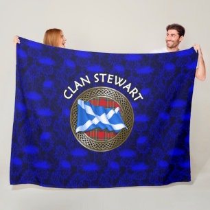 Clan Stewart Tartan Knot & Flag Fleece Blanket